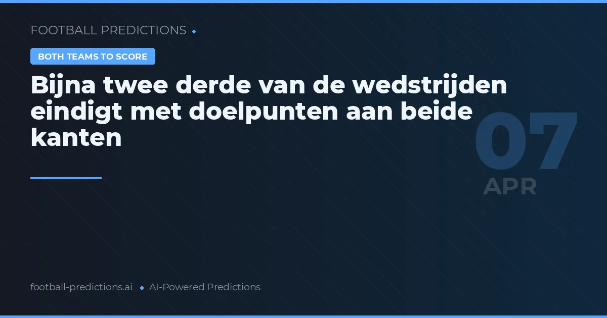 Bijna twee derde van de wedstrijden eindigt met doelpunten aan beide kanten
