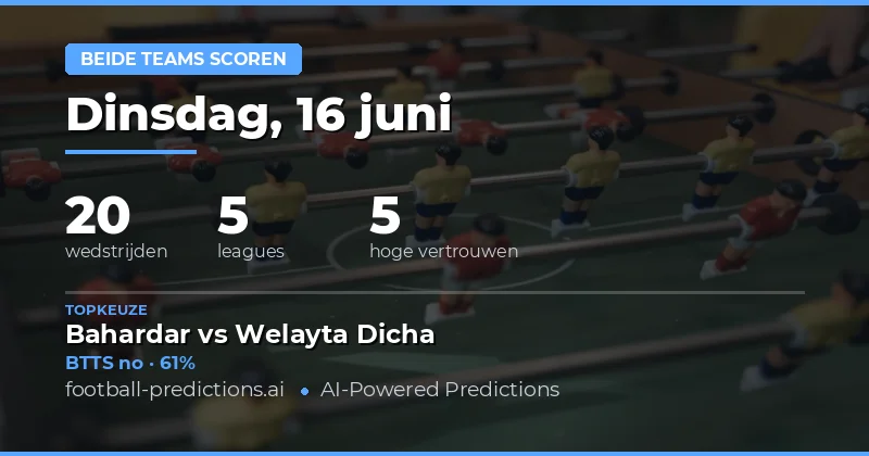 Top BTTS Picks voor 16 Jun 2026