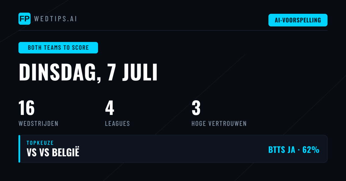 Top BTTS Picks voor 7 juli 2026
