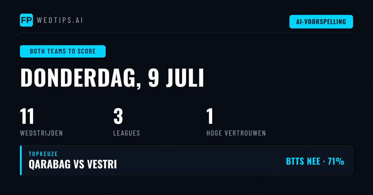 Top BTTS Picks voor 9 juli 2026