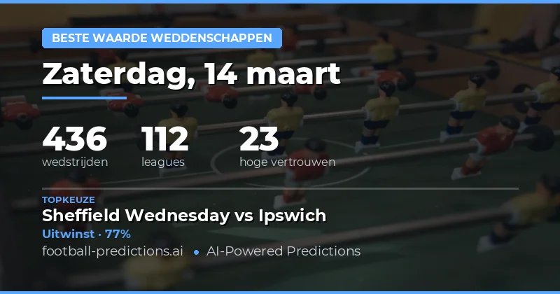 Value bets voorspellingen 14 maart 2026
