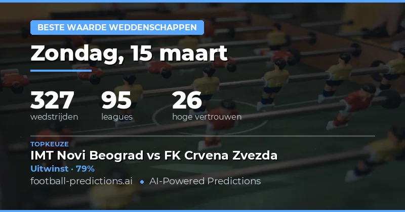 Value bets voorspellingen 15 maart 2026