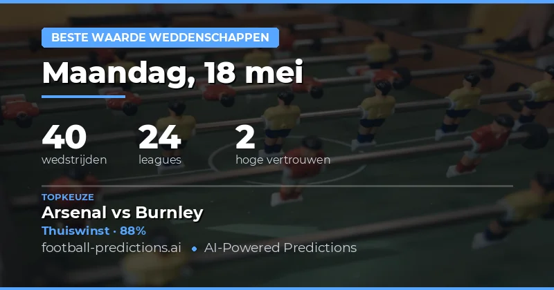 Beste Waarde Weddenschappen Voorspellingen voor 18 May 2026