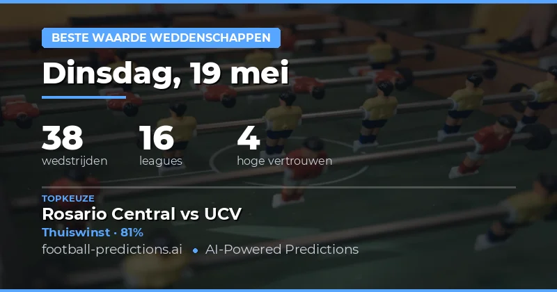 Beste Waarde Wedden Voorspellingen voor 19 Mei 2026
