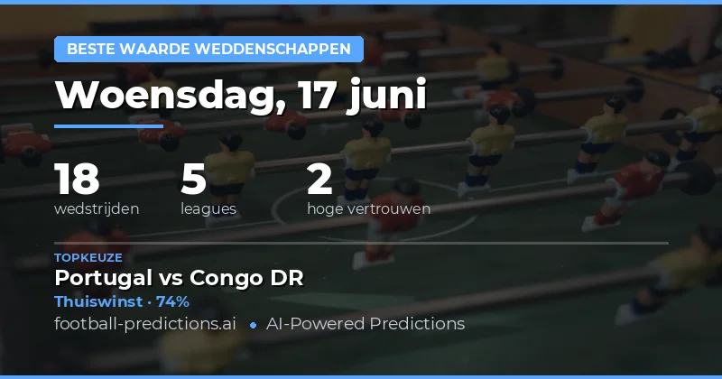Top Waardevolle Bets Tips voor 17 Jun 2026