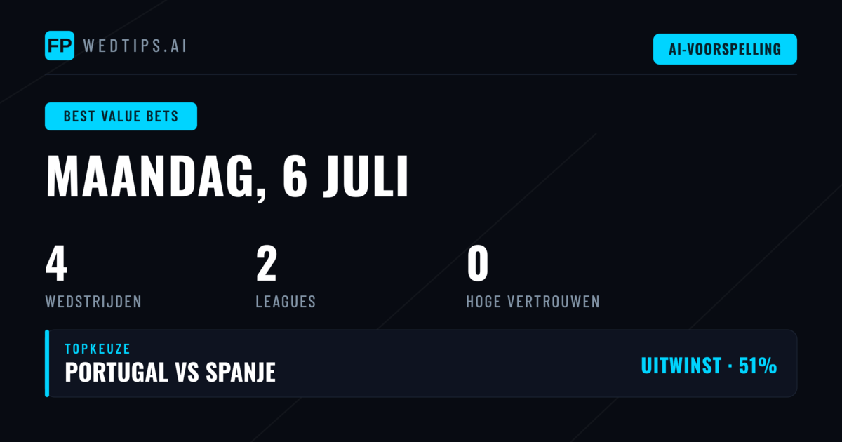 Top Beste Waarde Wedtips voor 6 juli 2026
