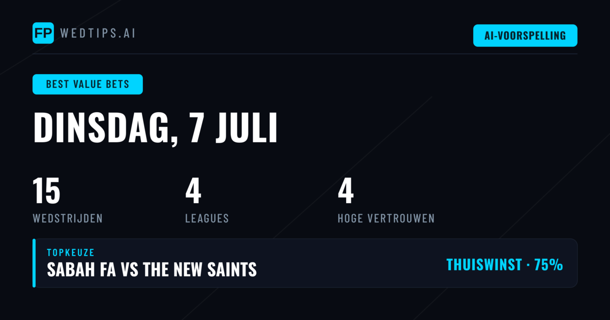 Top Value Bets — 7 juli 2026