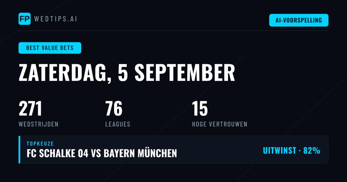 Top Waarde Bets Tips – 5 September 2026
