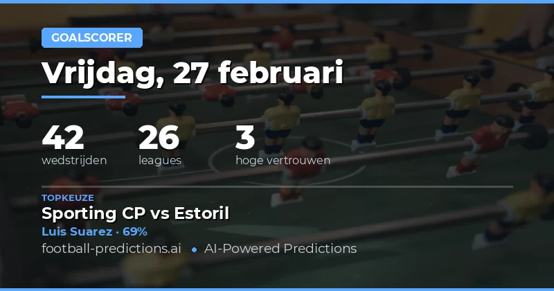 Doelpuntenmakers voorspellingen 27 februari 2026