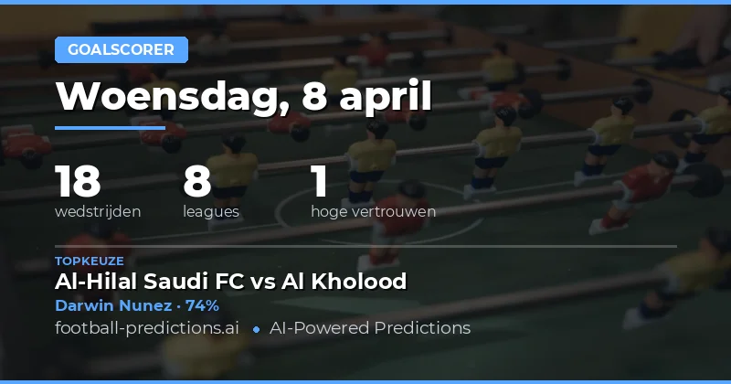 Eén Doelpuntscorer voorspellingen voor 8 april 2026