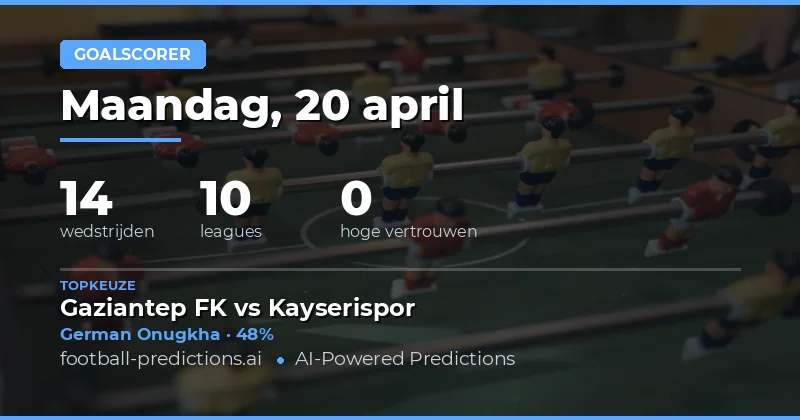 Bekendmaking van de weddenschappen voor 20 april 2026