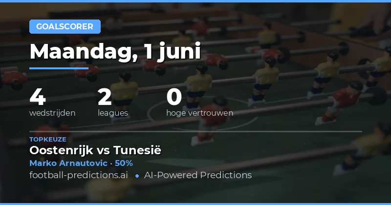 Anytime Goalscorer Tips: Waar Op In Te Zetten Op 1 Juni 2026