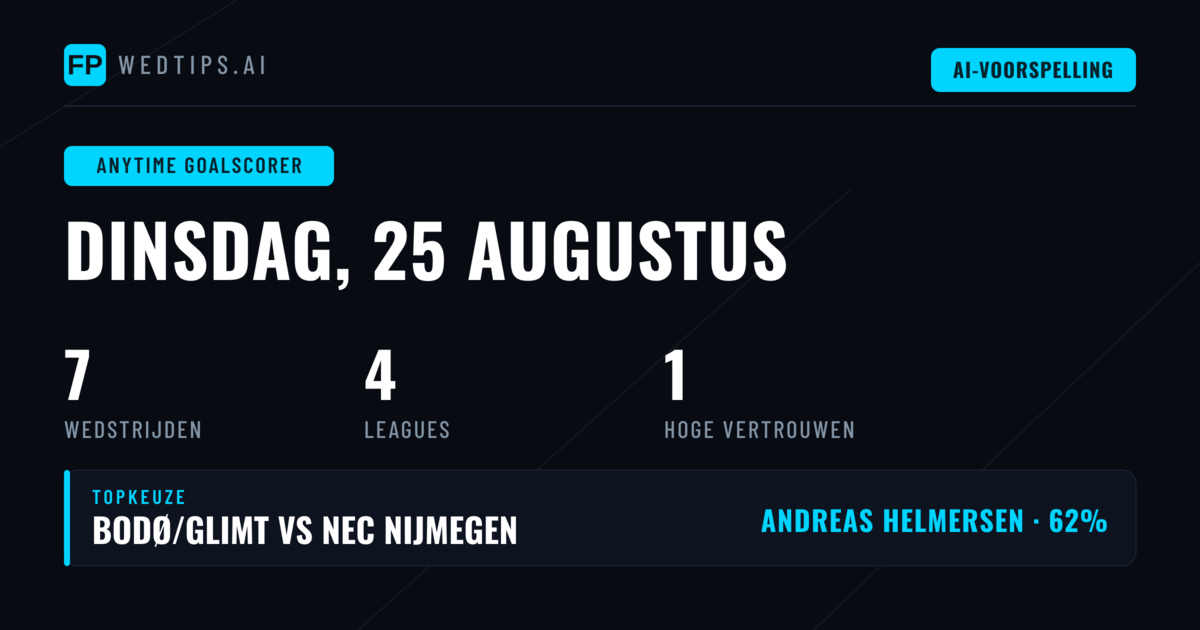 Top Scorer Selecties voor 25 Aug 2026