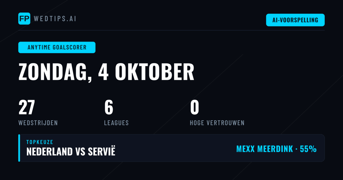 Anytime Goalscorer Voorspellingen 4 Oktober 2026