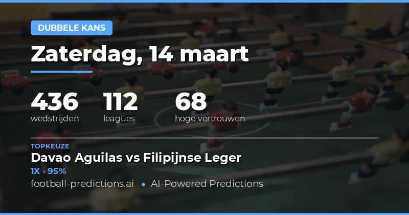 Dubbele kans voorspellingen 14 maart 2026