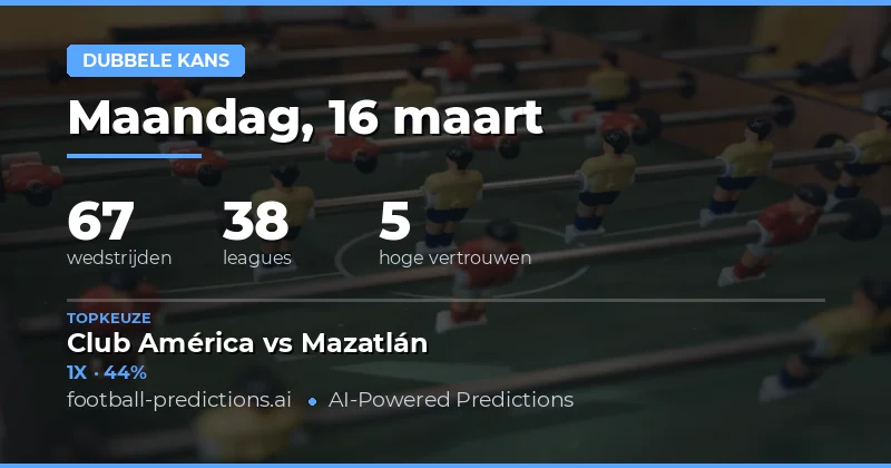 Dubbele kans voorspellingen 16 maart 2026