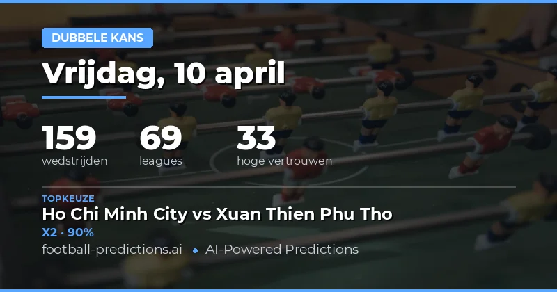 Dubbele Kans Analyse: 159 Wedstrijden Op 10 April 2026