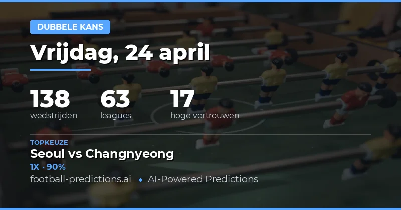 Strategische Double Chance Keuzes voor 24 April 2026