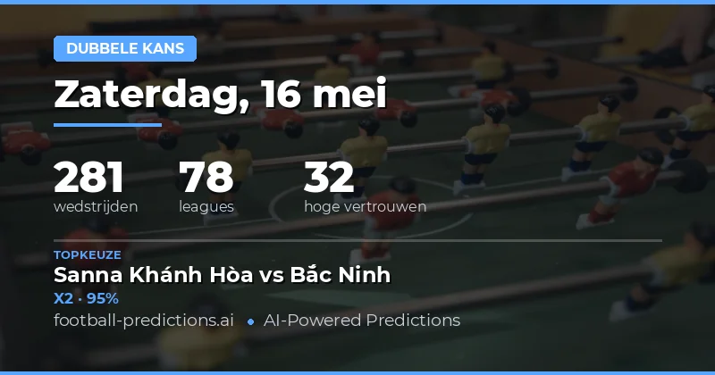 Strategieën voor Dubbele Kans op 16 Mei 2026