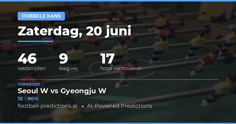 Double Chance Wedden: De Slimme Strategie voor 20 Jun 2026
