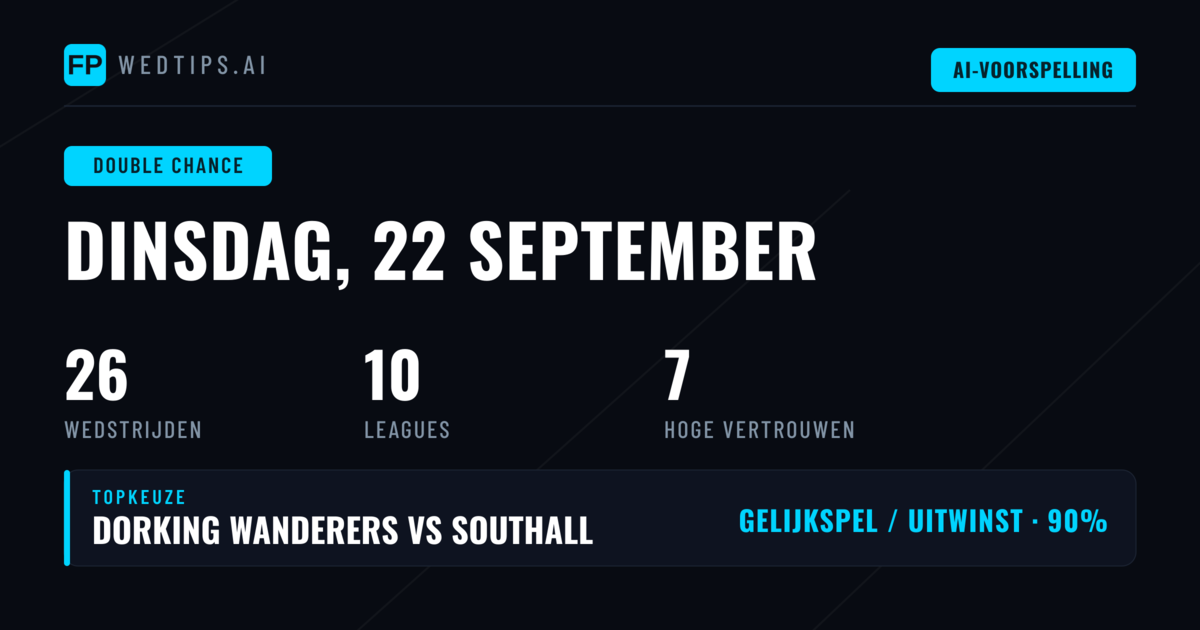 Top DC Picks voor 22 Sep 2026
