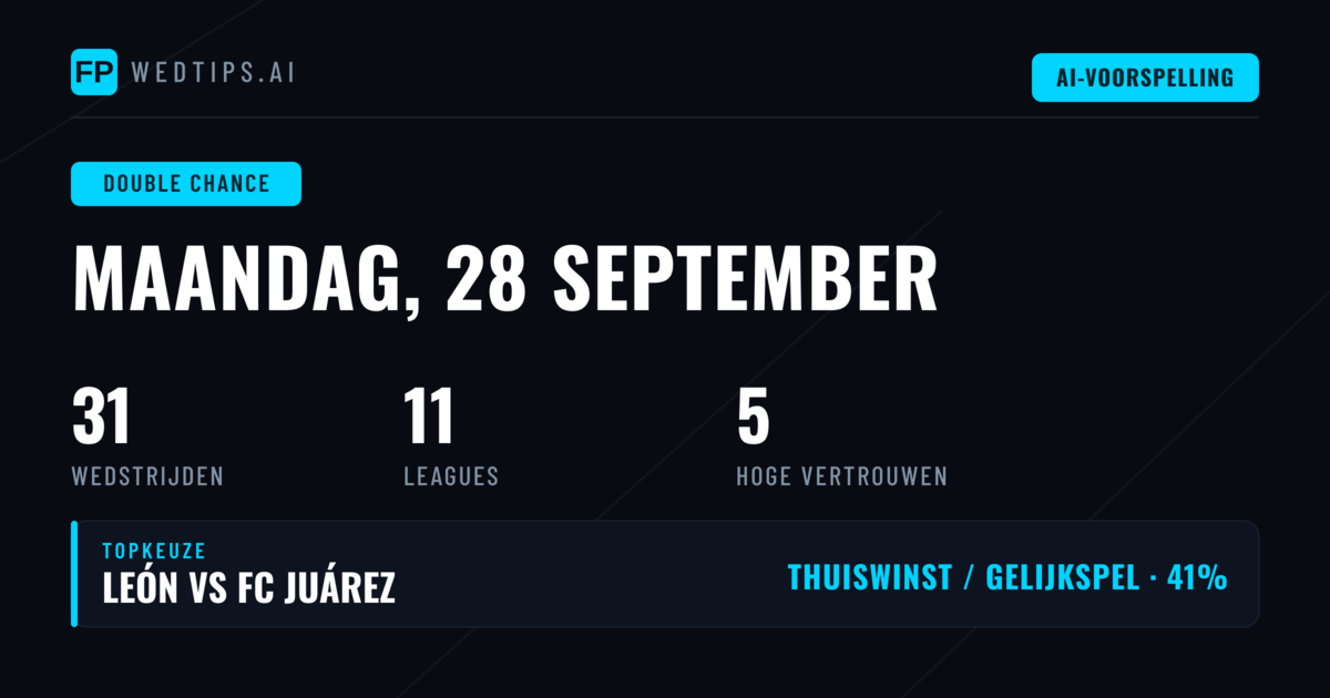 Double Chance: De Veilige Weg naar Winst op 28 September 2026