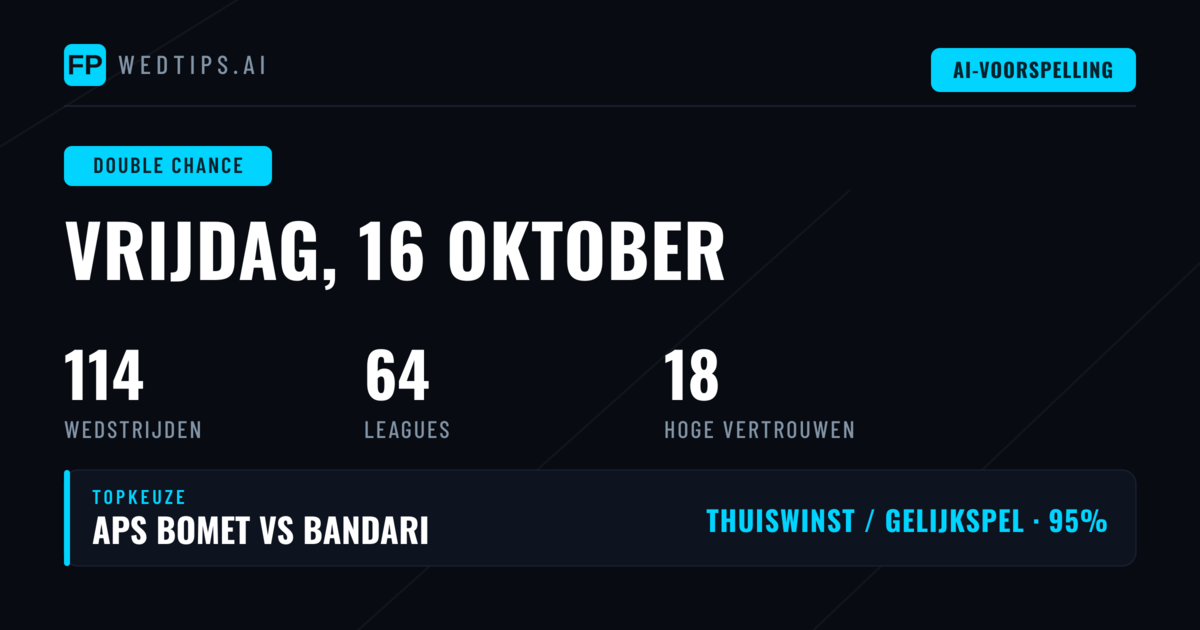 Top DC Picks voor 16 Okt 2026