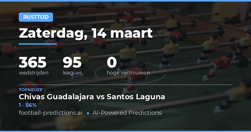 Ruststand voorspellingen 14 maart 2026