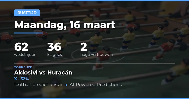 Ruststand voorspellingen 16 maart 2026