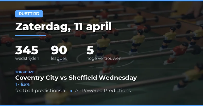 Halftijdresultaten en trends op 11 april 2026