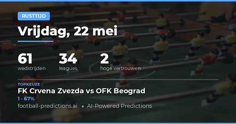 Halftijd Resultaat Voorspellingen 22 Mei 2026