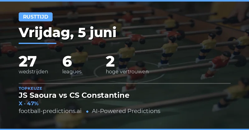 Introductie: Ruststand Voorspellingen voor 27 Wedstrijden