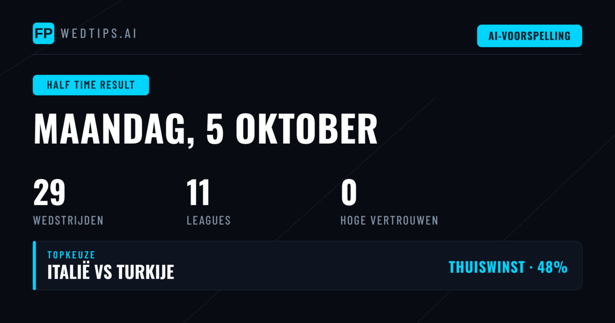 HT/FT Voorspellingen voor 5 Oktober 2026