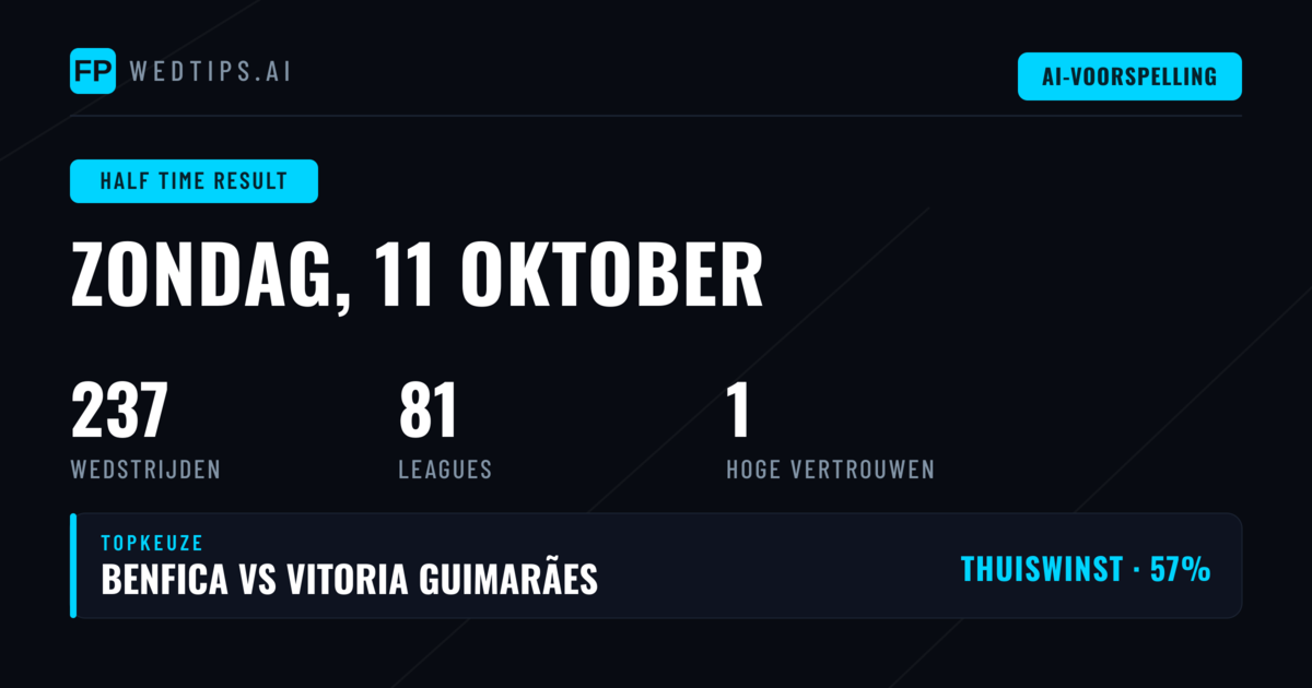 Top HT/FT Tips voor 11 Okt 2026