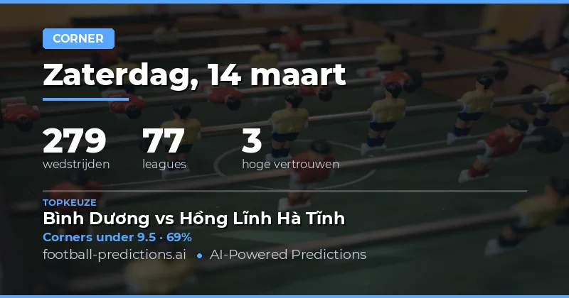 Corners voorspellingen 14 maart 2026