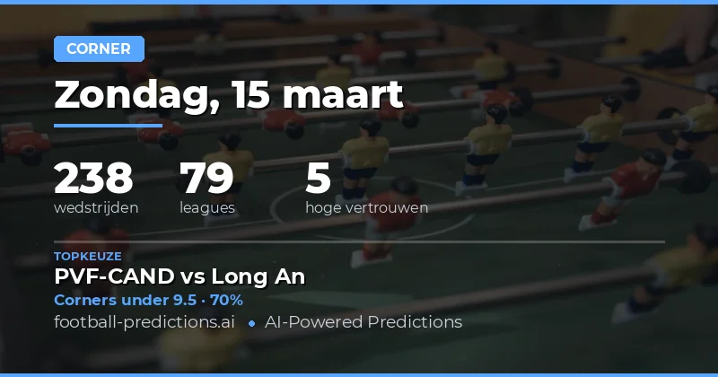 Corners voorspellingen 15 maart 2026