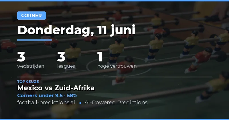 Top Corners O/U Picks voor 11 Jun 2026