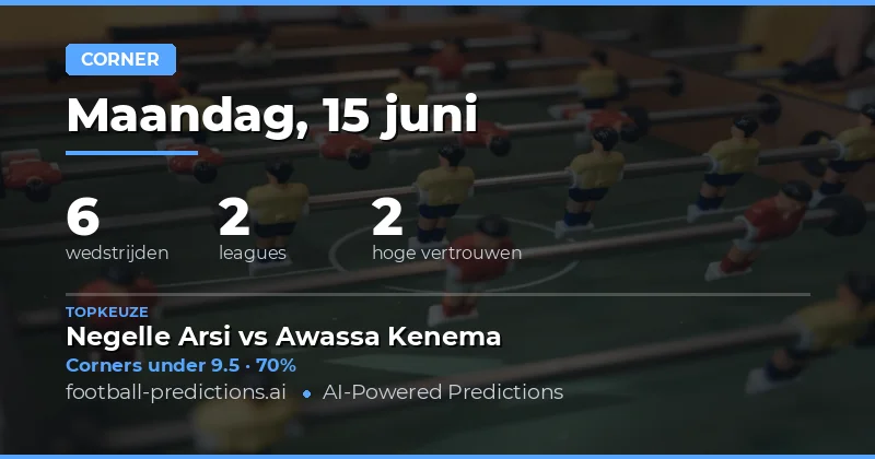 Top Corners O/U Picks voor 15 Jun 2026