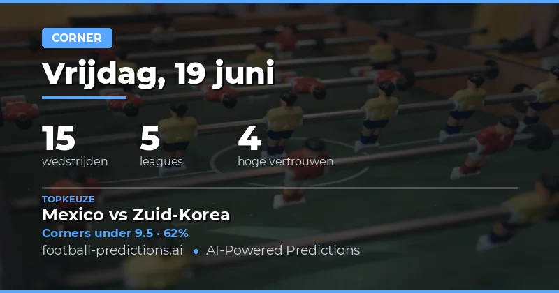 Top Corners O/U Tips voor 19 Jun 2026
