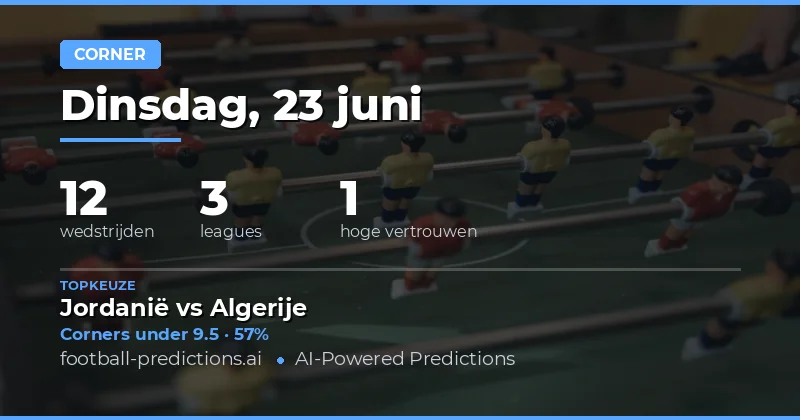 Top Corners O/U Picks voor 23 Jun 2026