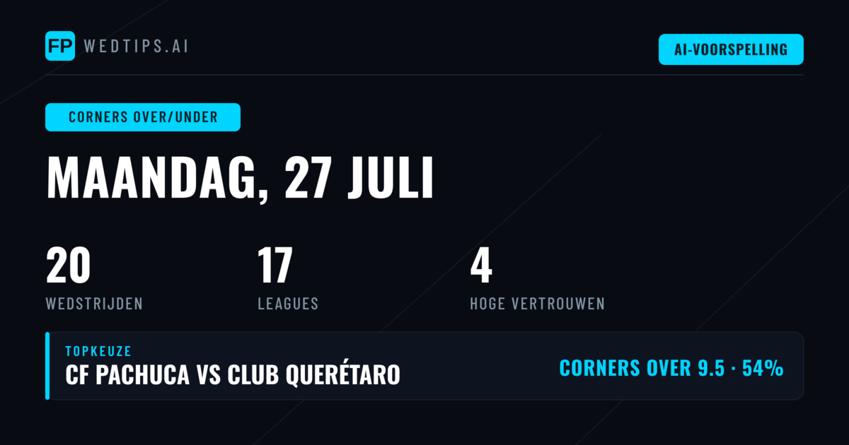 Top Corners O/U Tips (27 jul 2026)