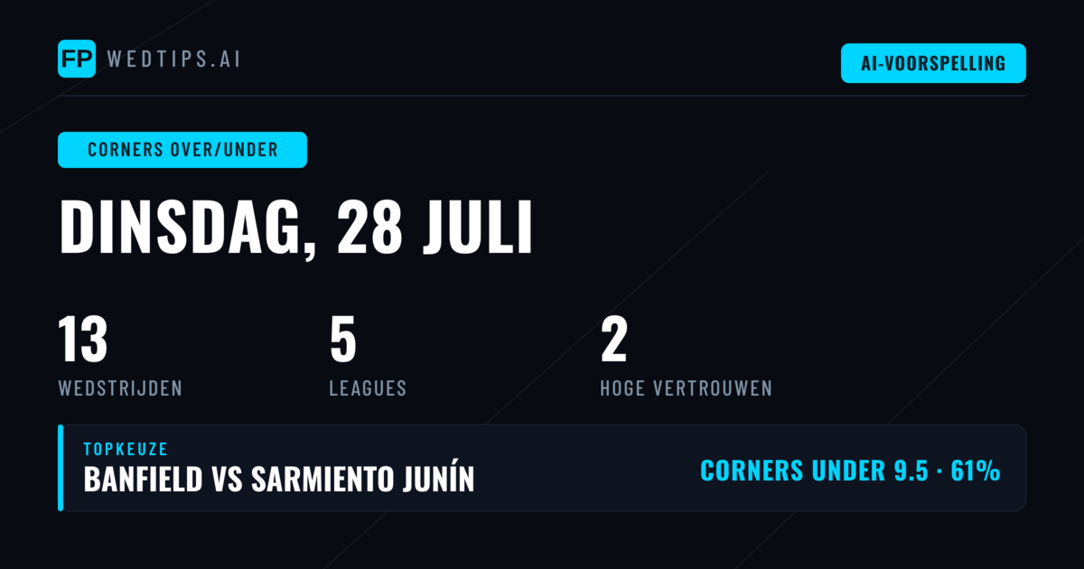 Top Corners O/U Picks voor 28 Jul 2026