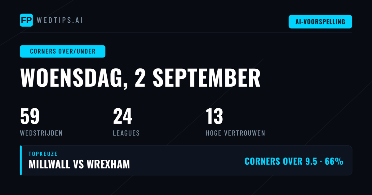Top Corners O/U Tips (2 Sep 2026)