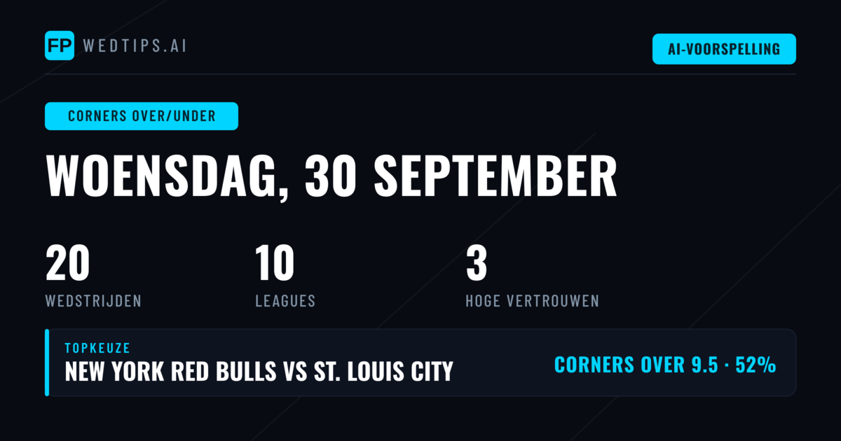 Top Corners O/U Tips (30 Sep 2026)