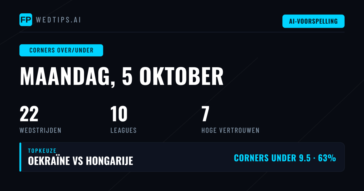 Top Corners O/U Tips (5 Okt 2026)