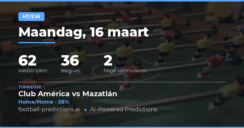 HT/FT voorspellingen 16 maart 2026