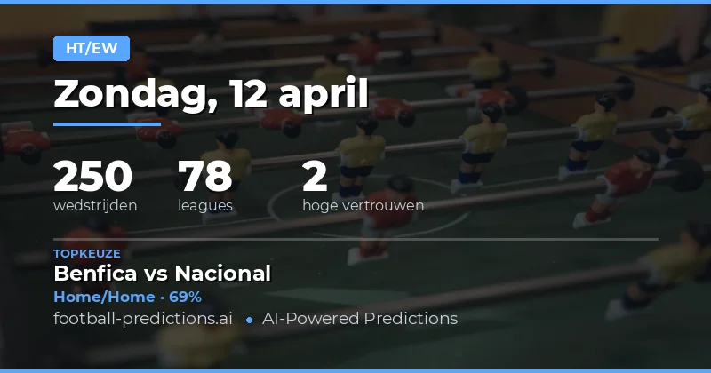 Halftijd/Compleet voorspellingen: Analyse van de belangrijkste wedstrijden op 12 april 2026