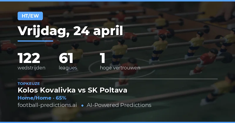 Strategische HT/FT Weddenschappen voor 24 Apr 2026