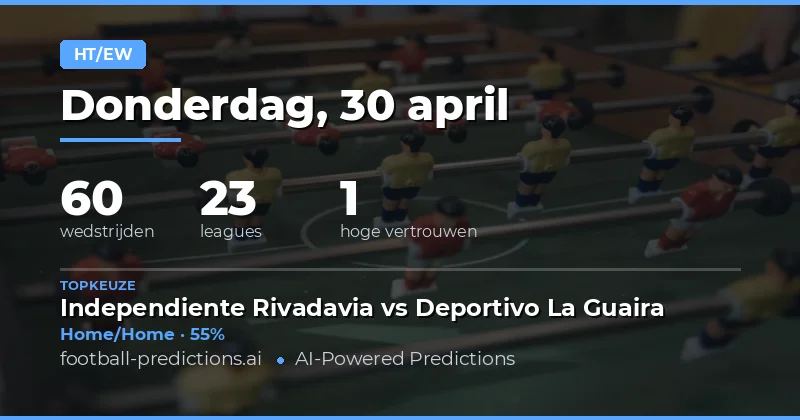 Strategische Inleiding: Halftime en Fulltime Voorspellingen voor 30 April 2026