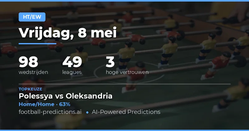 Halftime/Fulltime Voorspellingen voor 8 Mei 2026